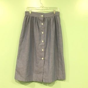 Vintage Size 16 Denim Button Midi ALine Long Skirt